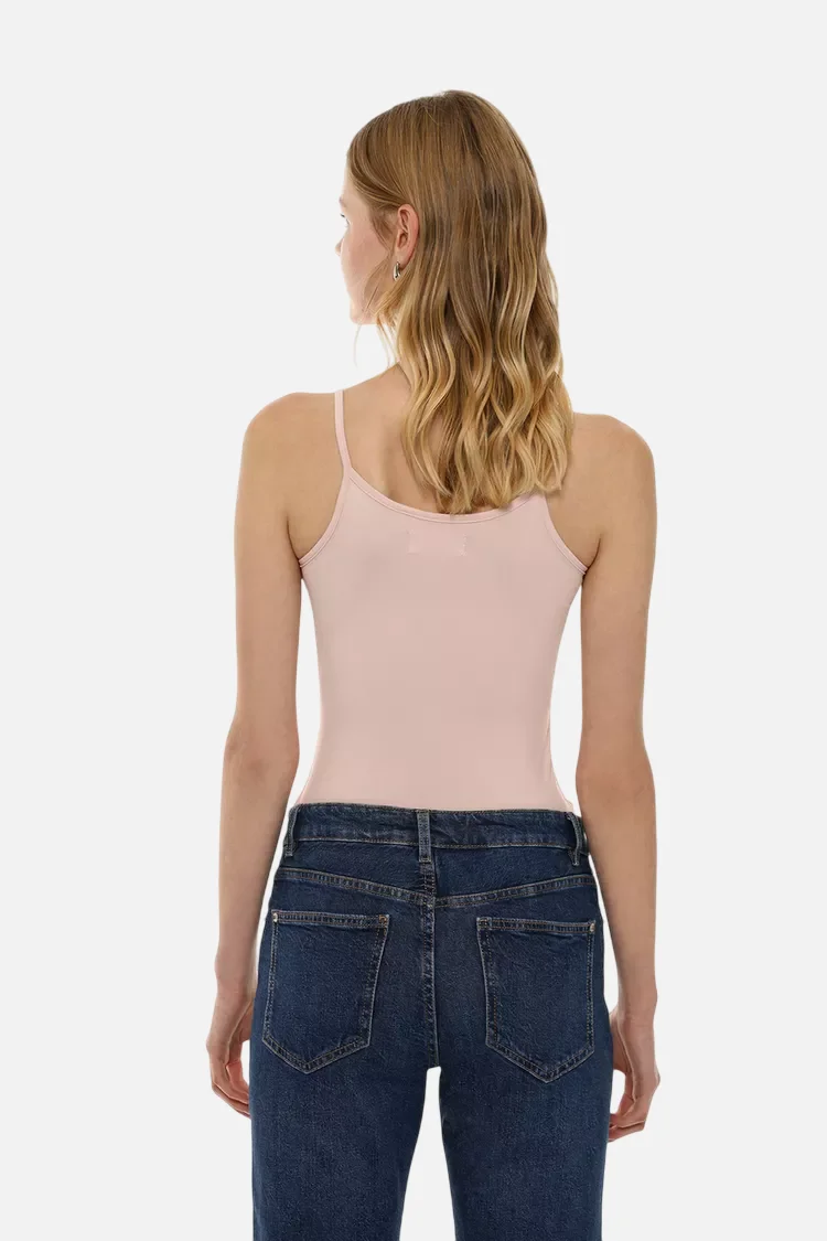 Stretch T-shirt with thin straps Pale Pink - Imagem 4