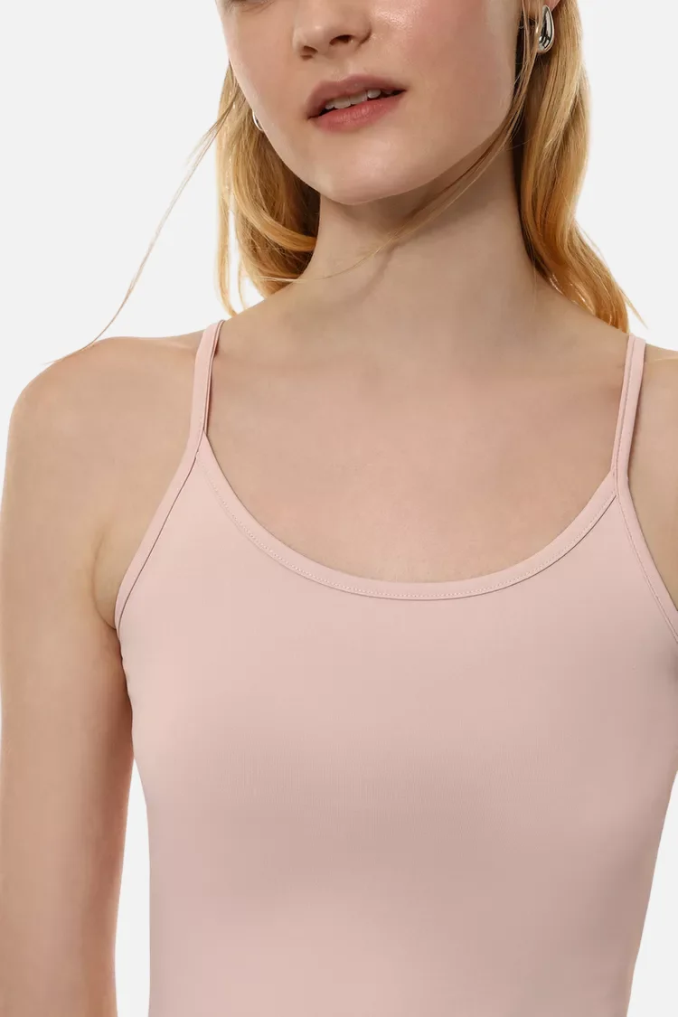 Stretch T-shirt with thin straps Pale Pink - Imagem 3